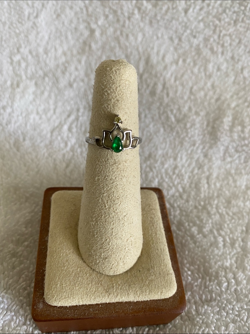 Sterling Silver princess Tiana Inspired Teardrop Ring - Elegant Floral Design
